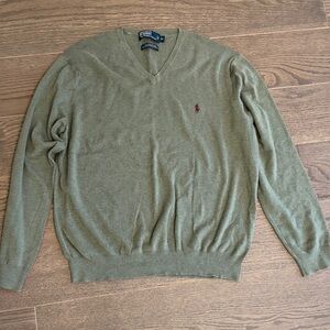 Polo by Ralph Lauren Men's Olive V-Neck Sweater